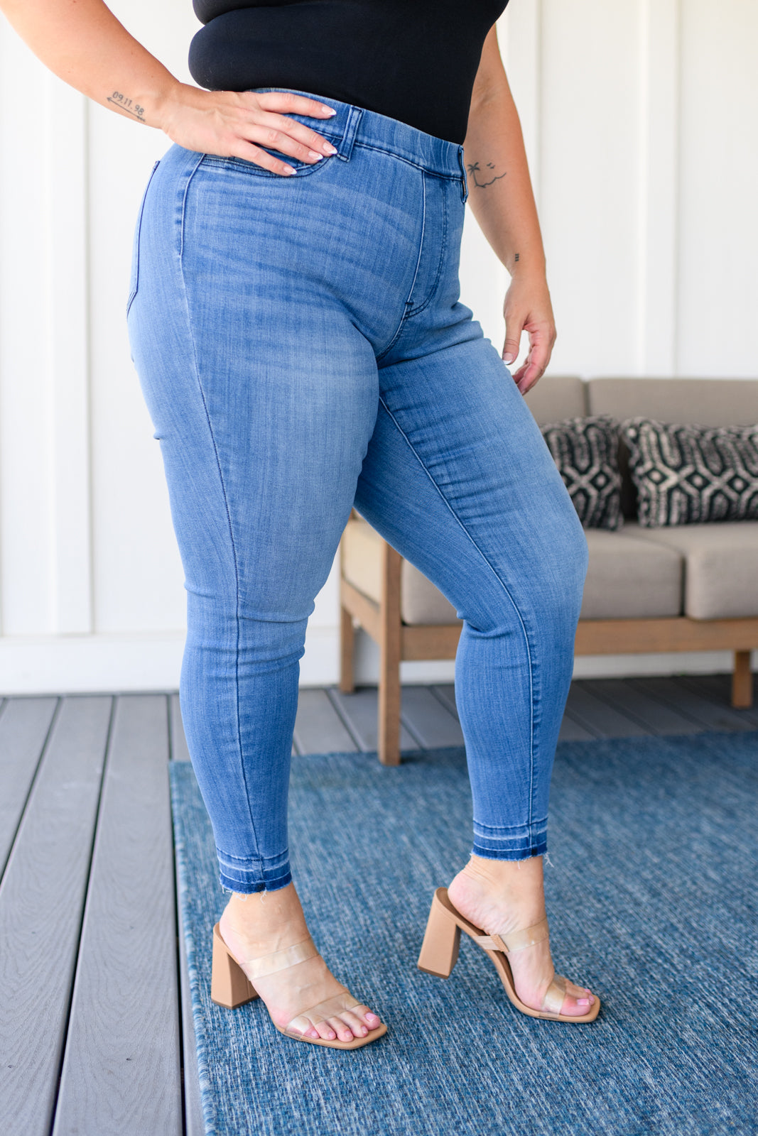 Amanda High Rise Pull on Release Hem Skinny Jeans - WEBSITE EXCLUSIVE