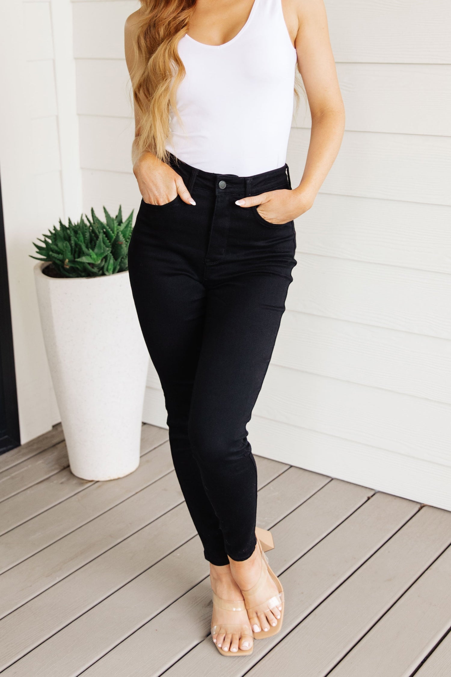 Audrey High Rise Control Top Classic Skinny Jeans in Black - WEBSITE EXCLUSIVE