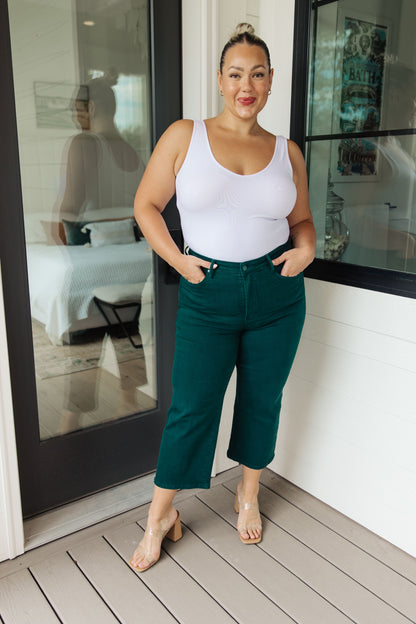 Briar High Rise Control Top Wide Leg Crop Jeans in Teal - WEBSITE EXCLUSIVE