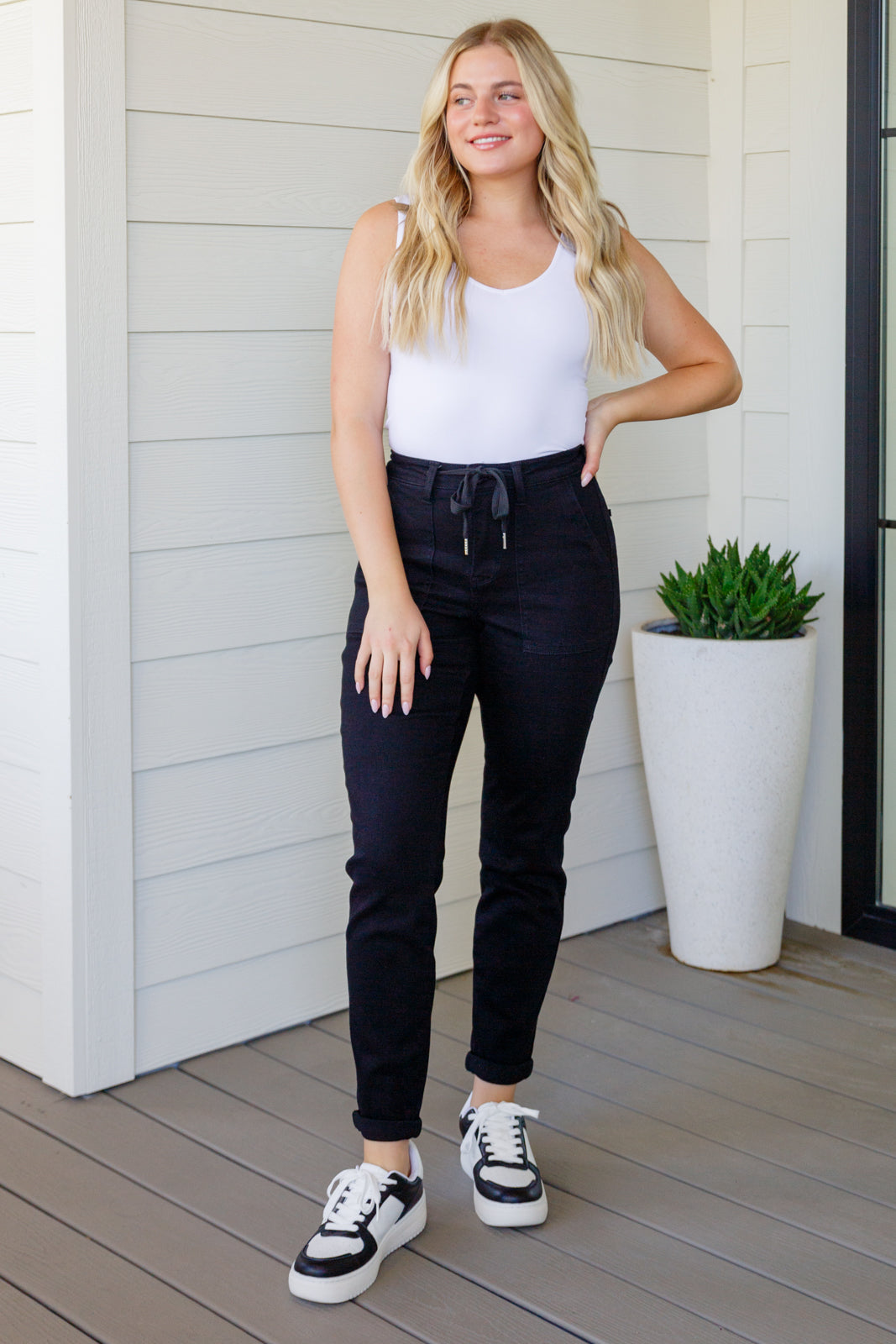 Carmen Double Cuff Joggers in Black - WEBSITE EXCLUSIVE