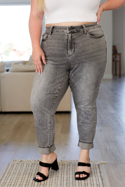 Charlotte High Rise Stone Wash Slim Jeans in Gray - Website Exclusive