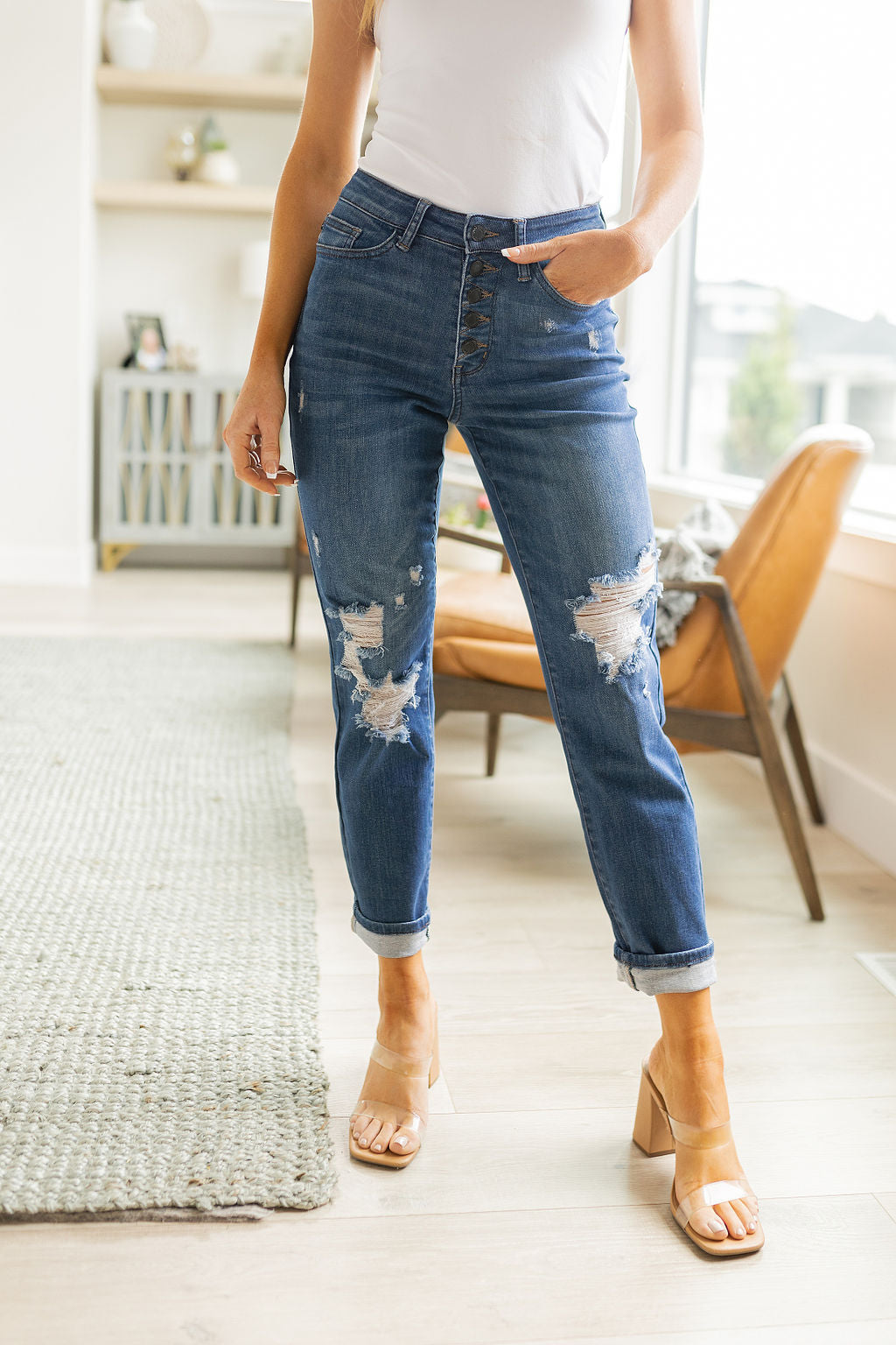 Colt High Rise Button Fly Distressed Boyfriend Jeans - Website Exclusive