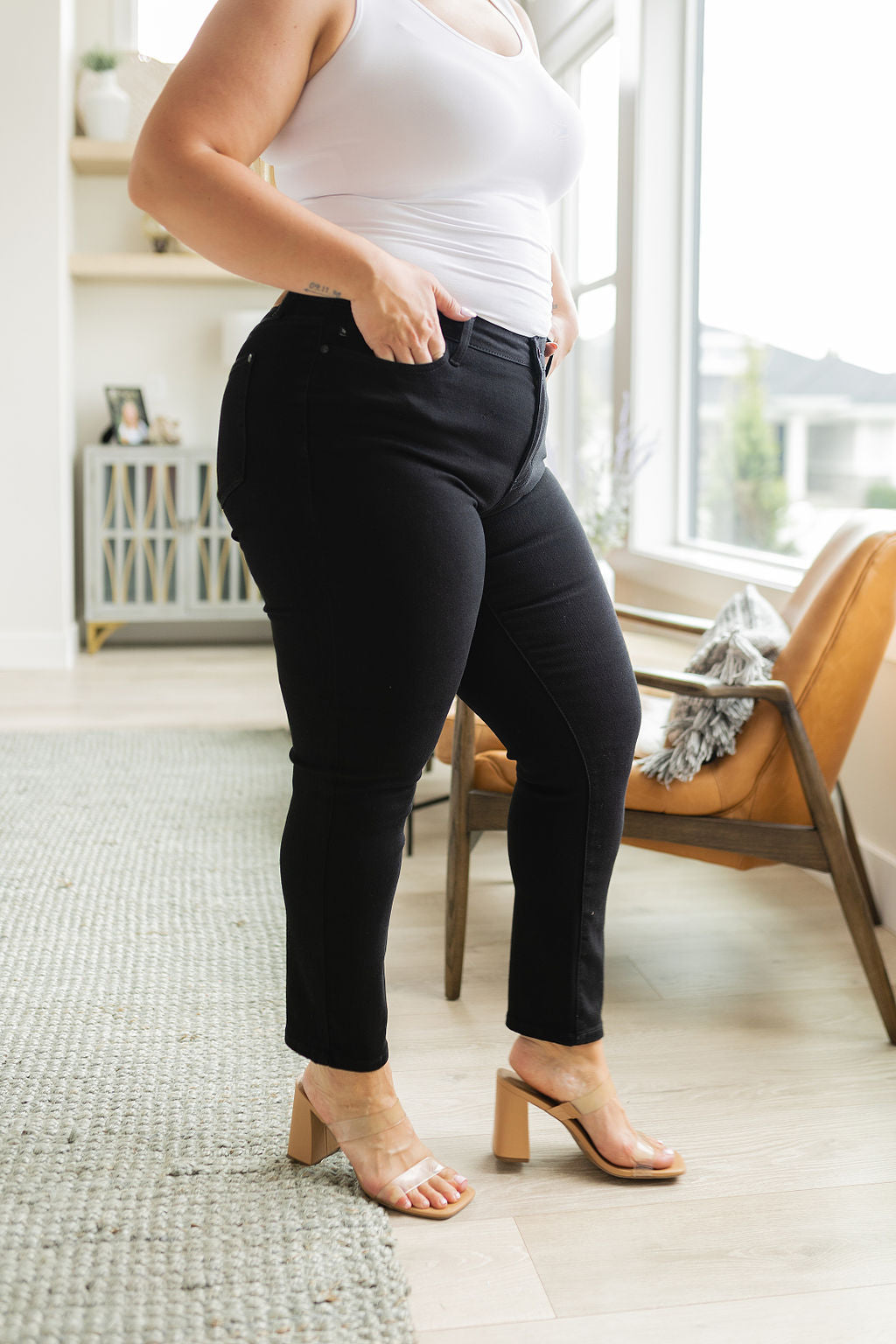 Edith Mid Rise Classic Slim Jeans in Black - Website Exclusive