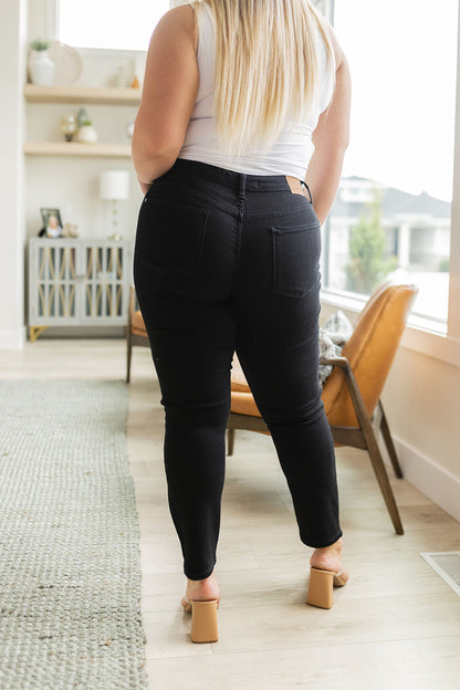Edith Mid Rise Classic Slim Jeans in Black - Website Exclusive