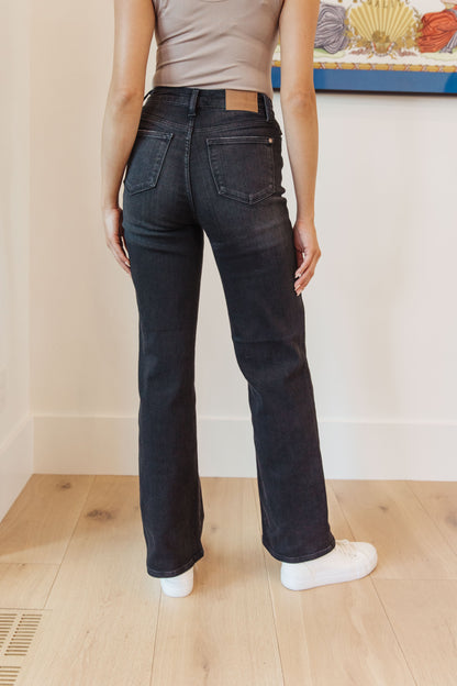 Eleanor High Rise Classic Straight Jeans in Washed Black - WEBSITE EXCLUSIVE