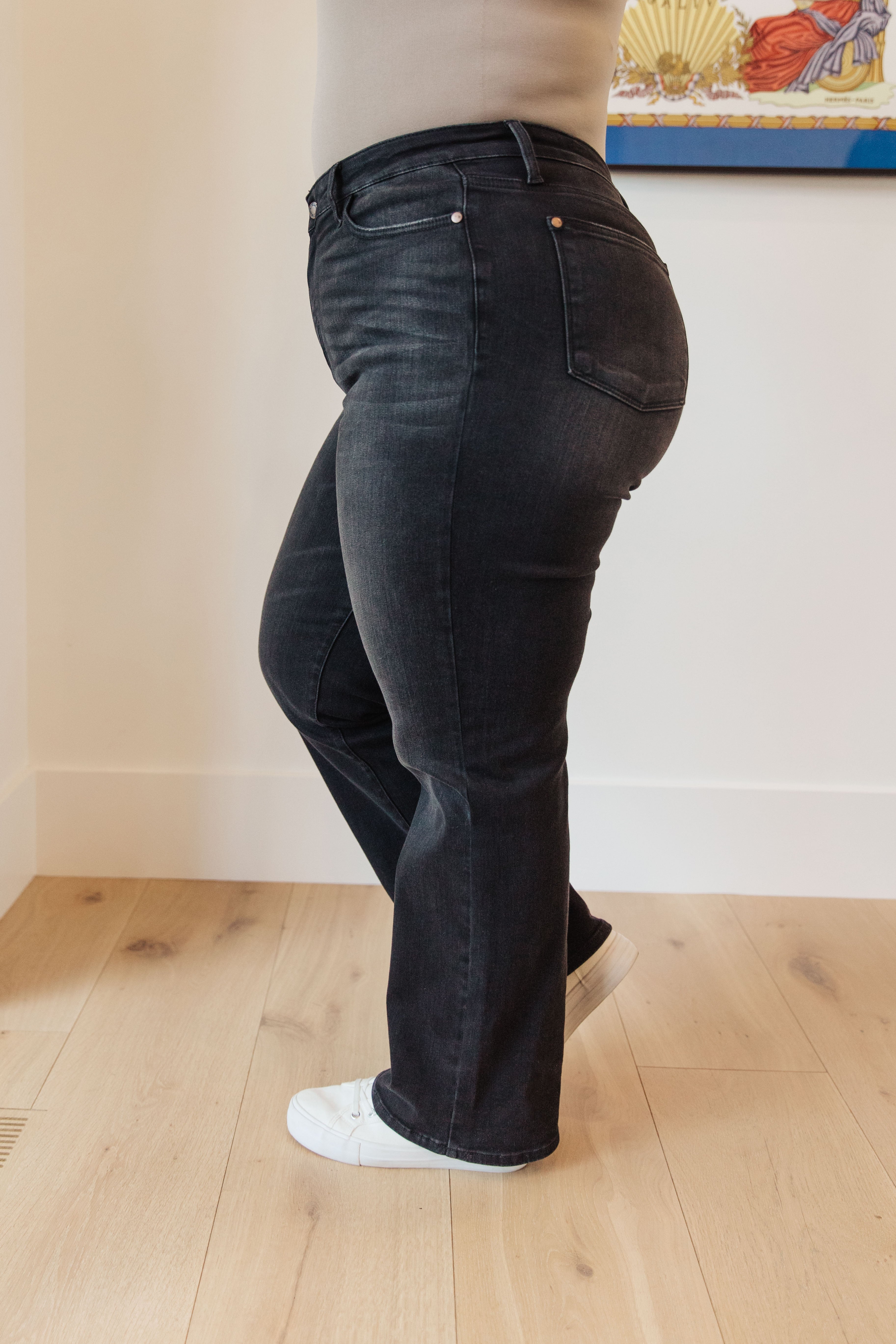 Eleanor High Rise Classic Straight Jeans in Washed Black - WEBSITE EXCLUSIVE
