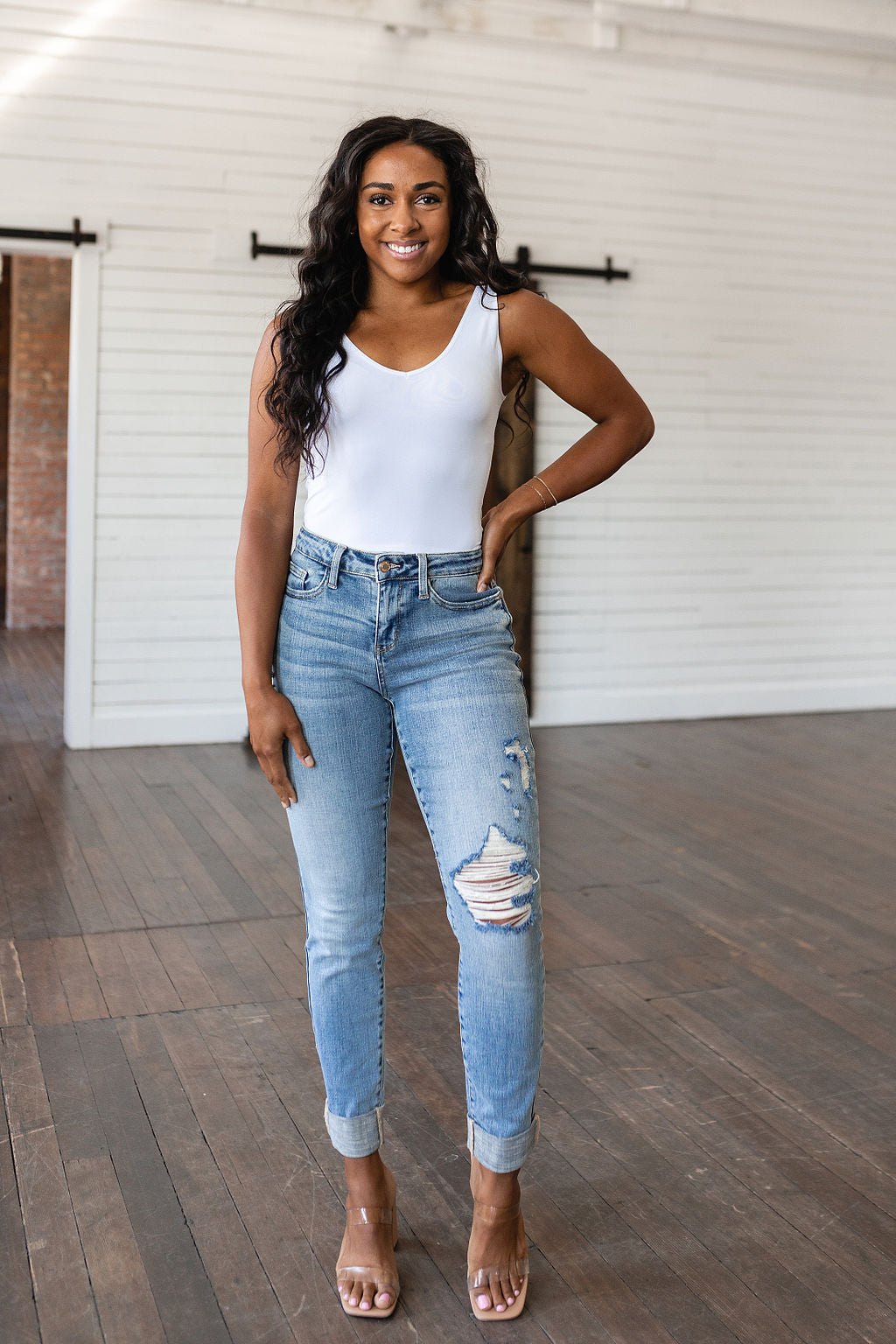 Elodie Mid Rise Distressed Boyfriend Jeans - WEBSITE EXCLUSIVE