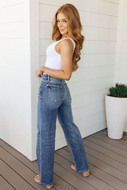 Esther Mid Rise Contrast Wash Wide Leg Jeans - WEBSITE EXCLUSIVE