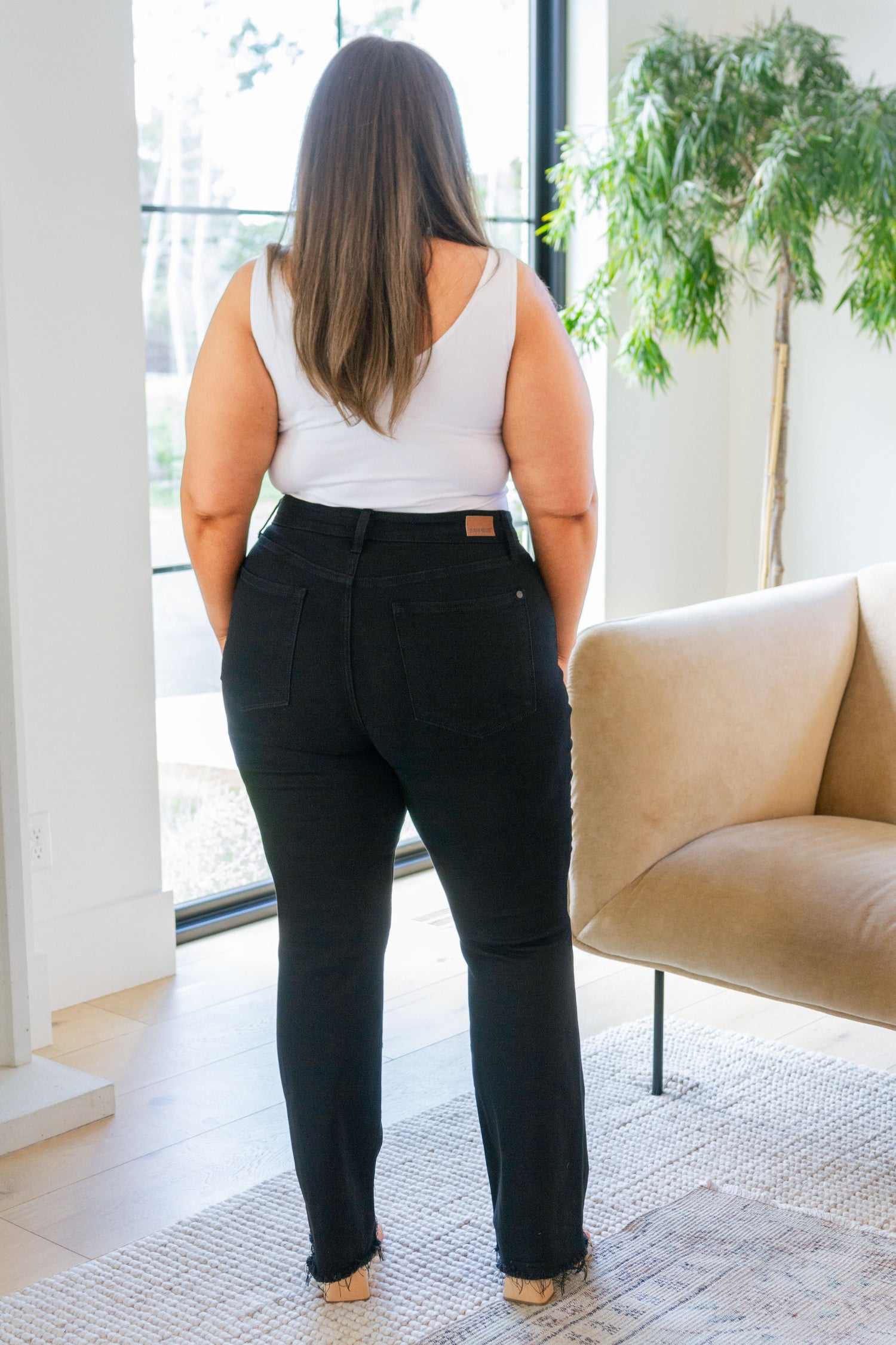 Harriet High Rise Button Fly Bootcut Jeans in Black - WEBSITE EXCLUSIVE