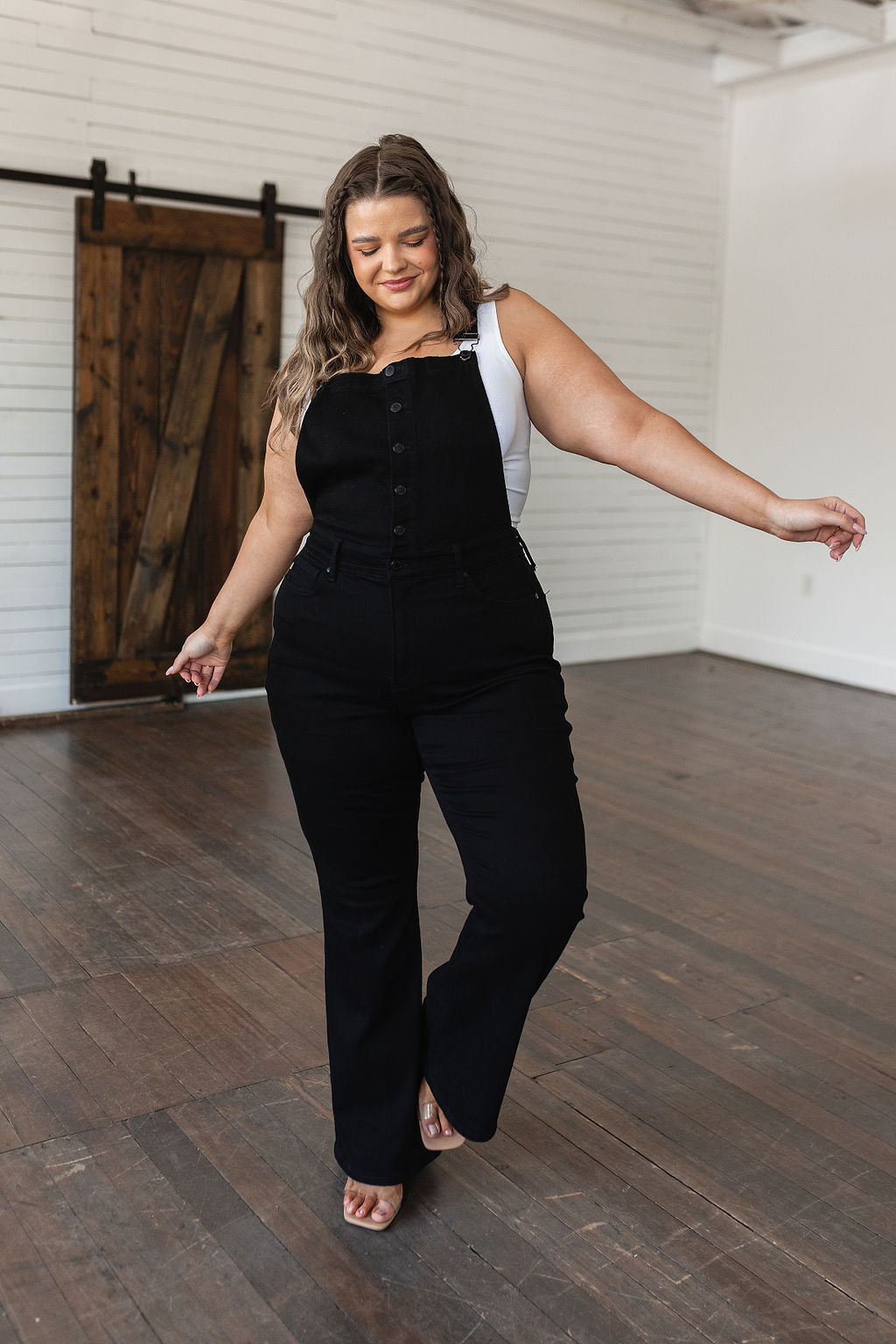 Imogene Control Top Retro Flare Overalls in Black - WEBSITE EXCLUSIVE