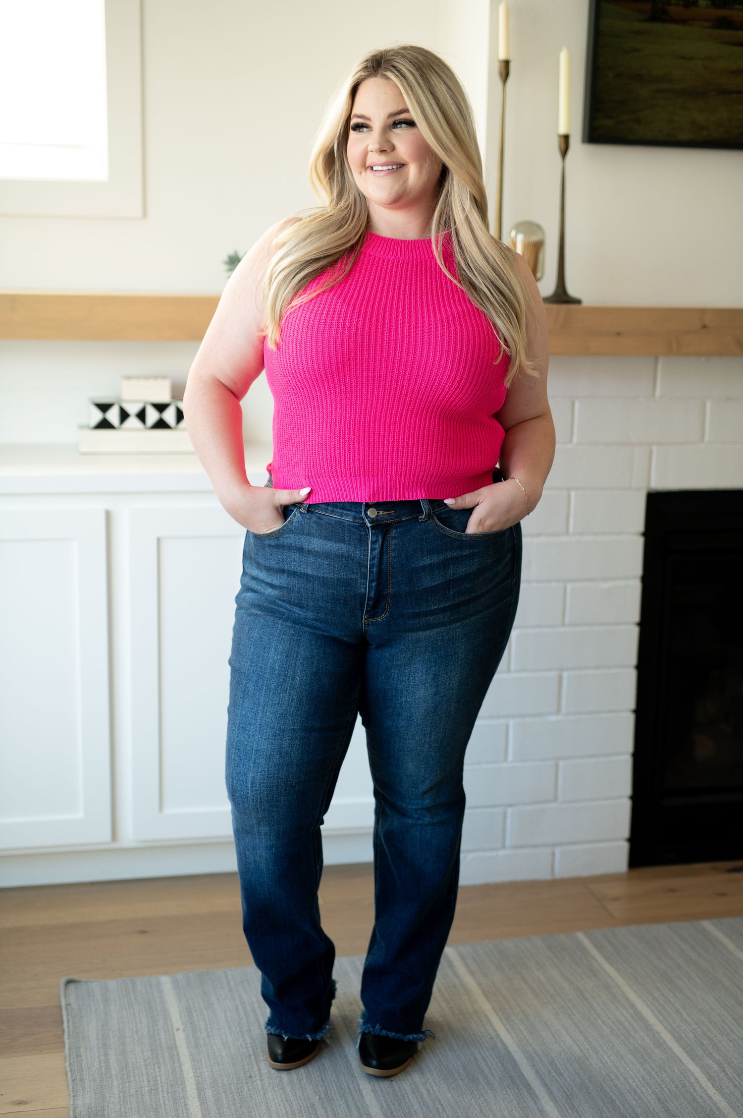 Previous Engagement Halter Neck Sweater Tank in Pink - WEBSITE EXCLUSIVE