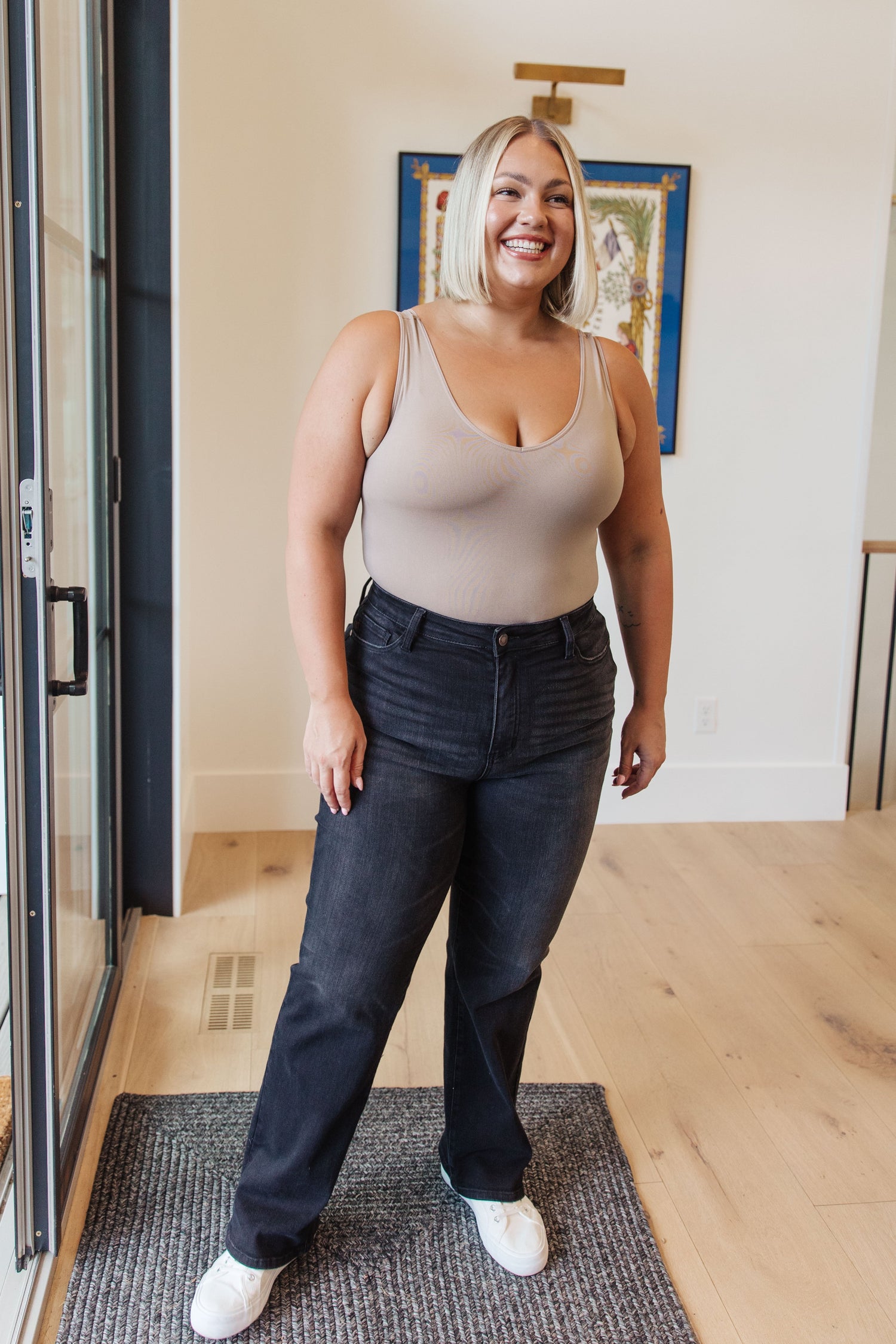 Eleanor High Rise Classic Straight Jeans in Washed Black - WEBSITE EXCLUSIVE