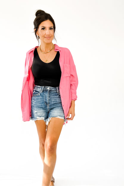 MADDIE BUTTON UP TOP IN CANDY
