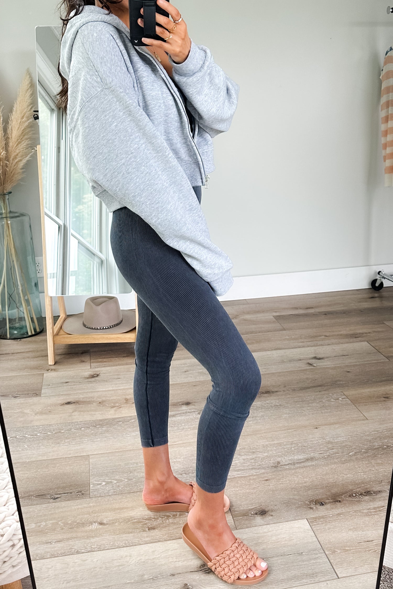 Ravishing Crop Zip Up Hoodie - Grey