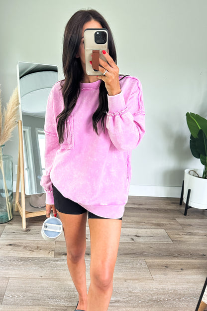 Retro Revival Pullover in Mauve Pink