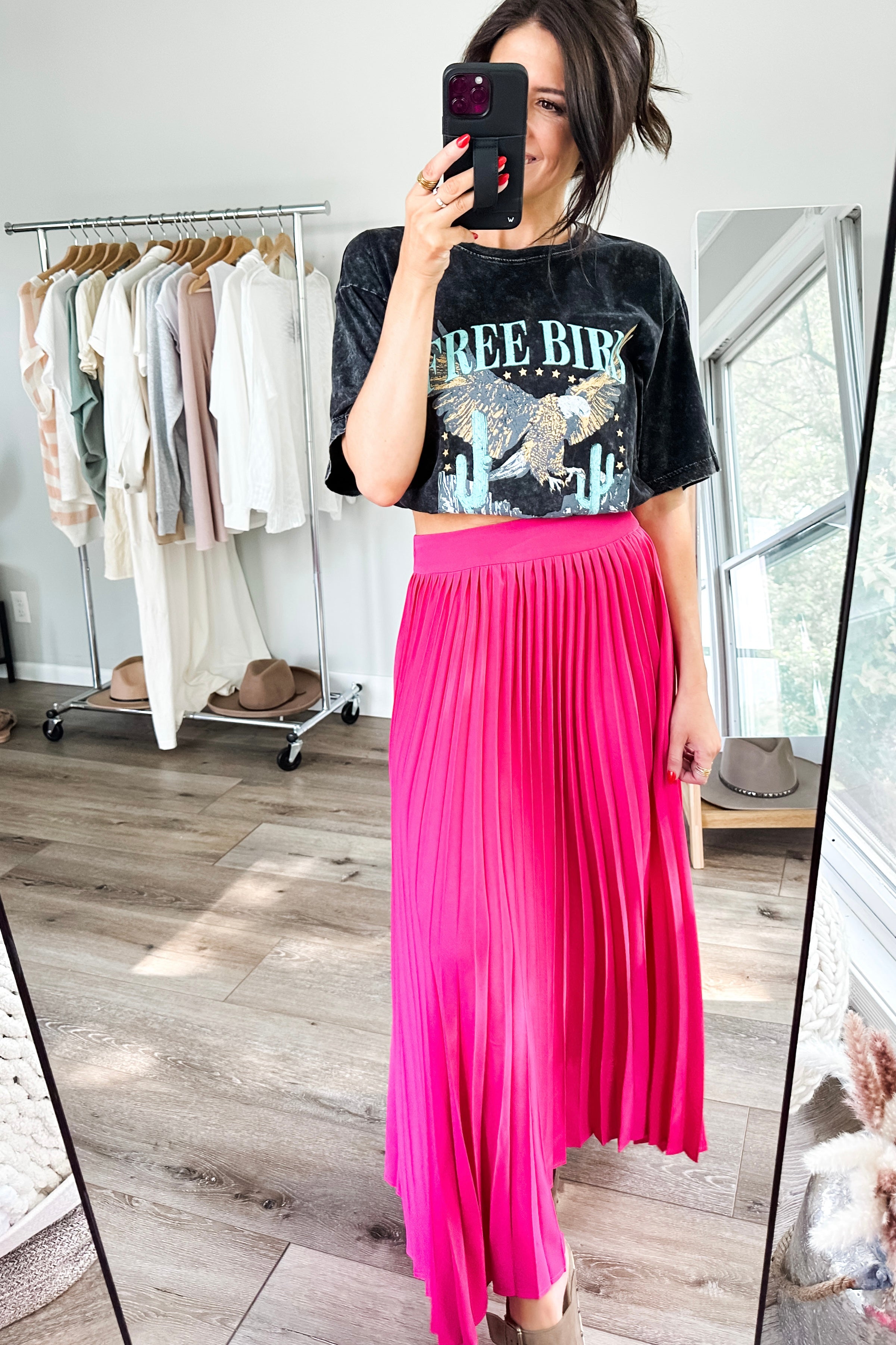 Just Too Hot Midi Skirt in Hot Pink - WEBSITE EXCLUSIVE