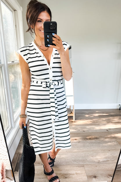 Melting Away Striped Midi Dress - WEBSITE EXCLUSIVE