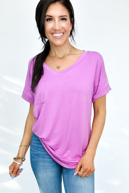 Absolute Favorite V-Neck Top in Orchid - WEBSITE EXCLUSIVE