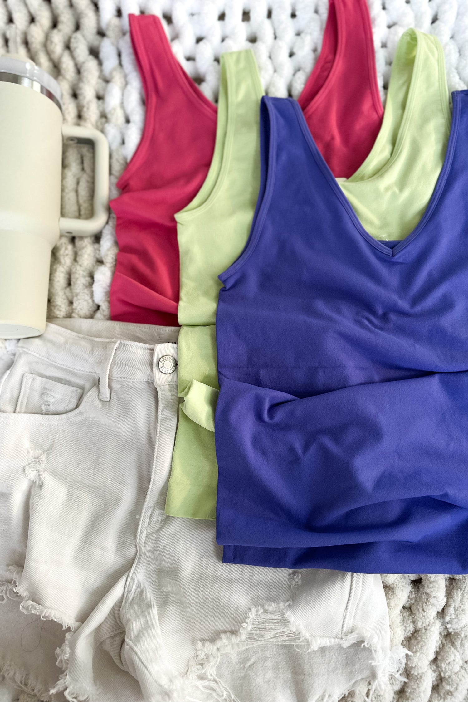 Gigi Reversible Seamless Tank in Periwinkle
