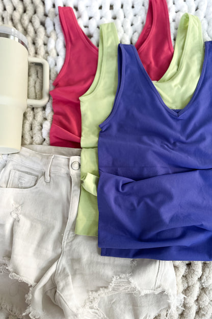 Gigi Reversible Seamless Tank in Periwinkle