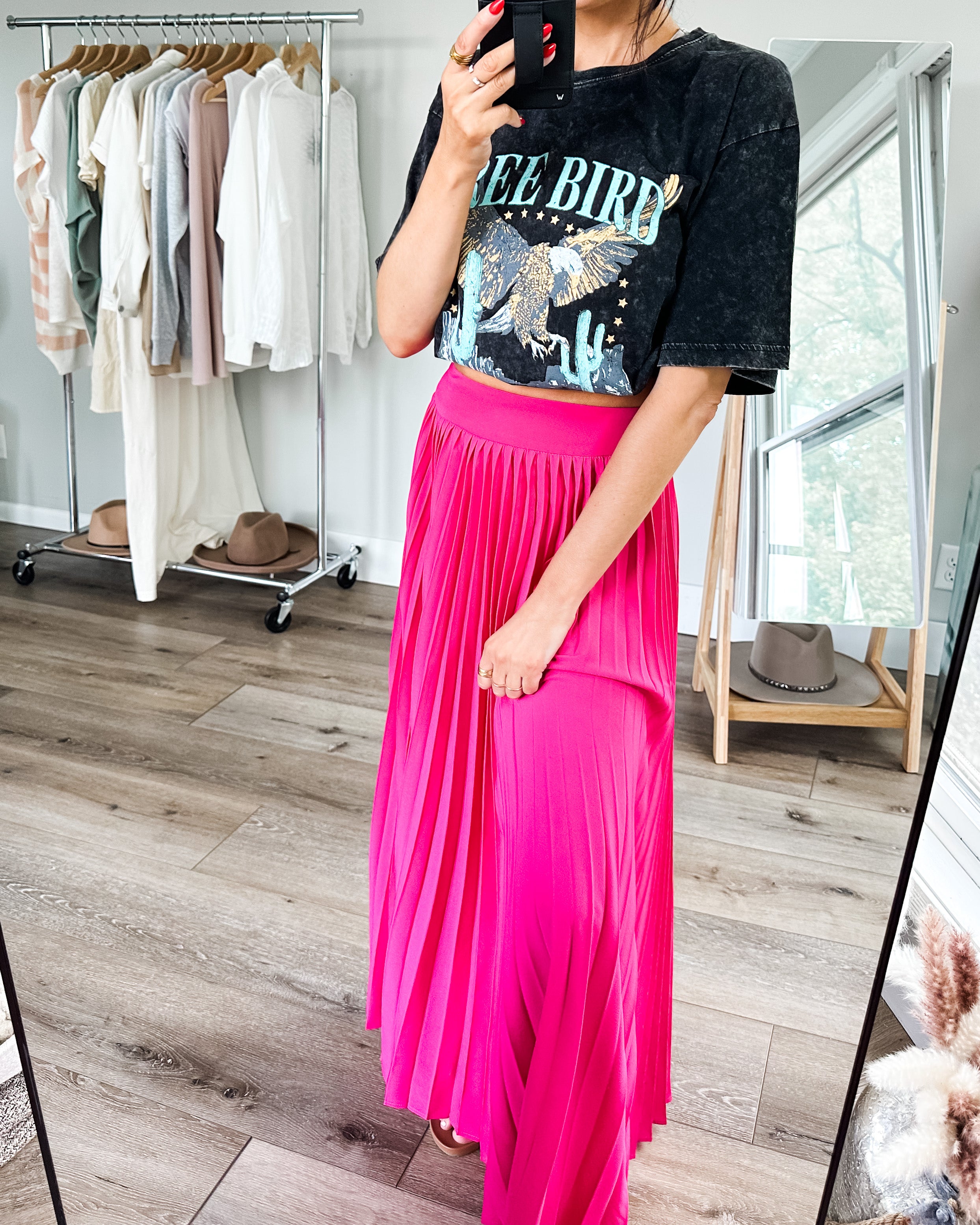 Just Too Hot Midi Skirt in Hot Pink - WEBSITE EXCLUSIVE