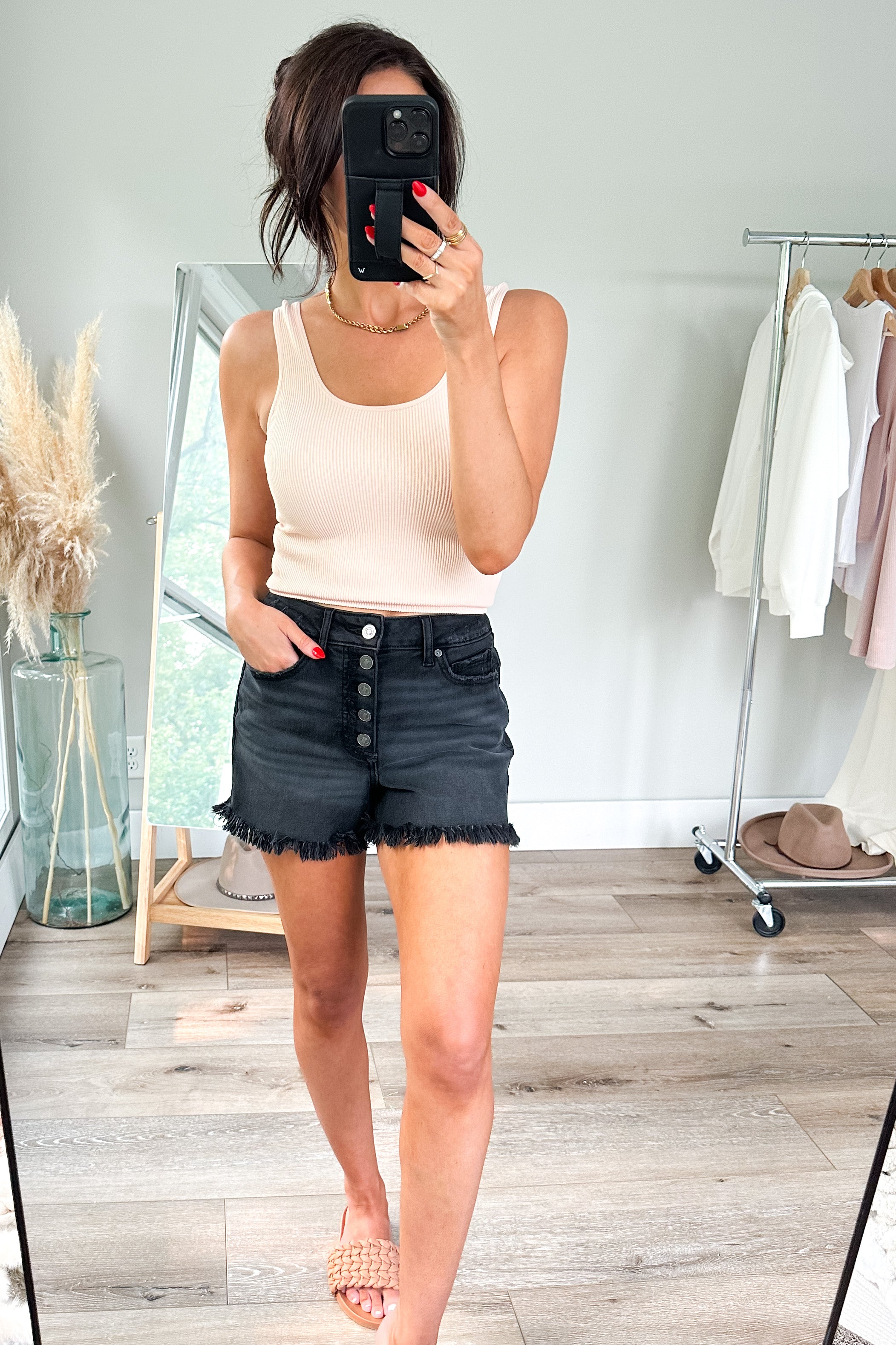 Eclipse Denim Shorts in Washed Black