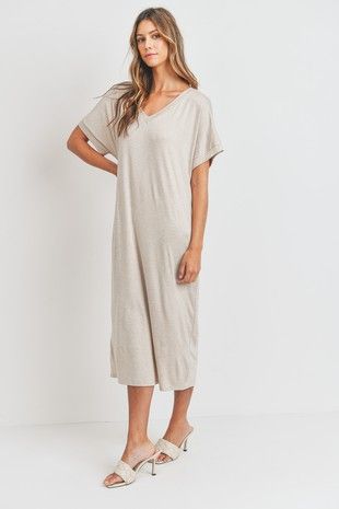 WEEKEND WANDERER MIDI DRESS IN OATMEAL