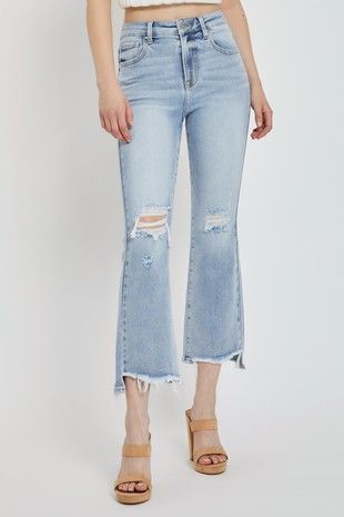 LINDEN HIGH RISE CROP FLARE JEANS BY RISEN