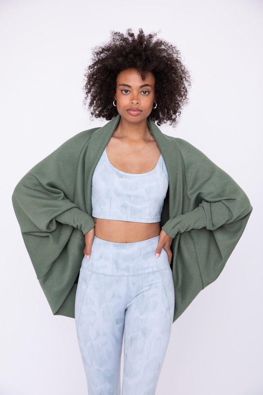 STILL STANDING DOLMAN CARDIGAN IN GREEN