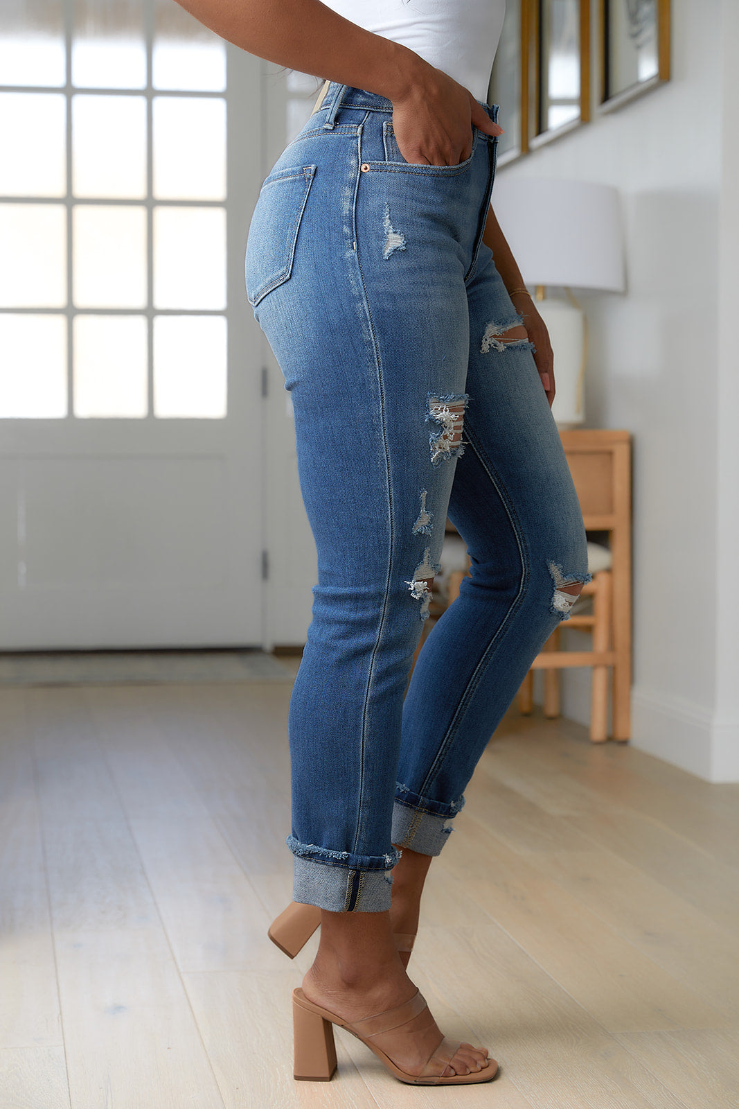 Belinda High Rise Distressed Straight Jeans - WEBSITE EXCLUSIVE