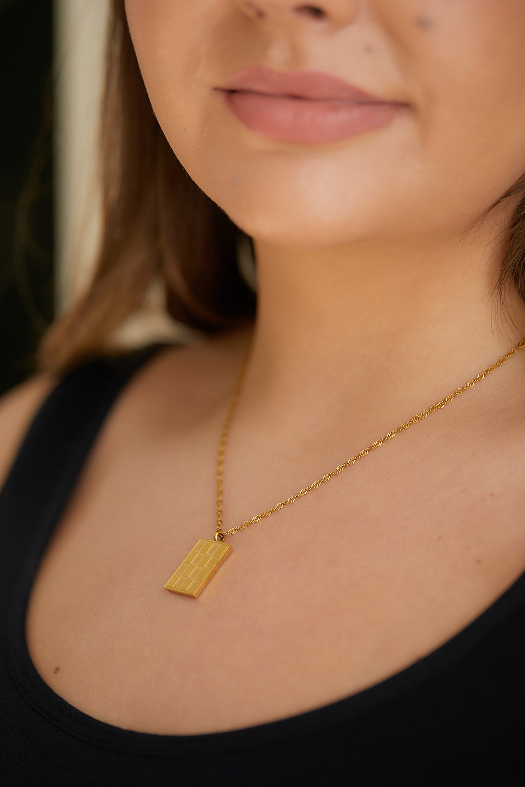 Checkered Pendant Necklace - WEBSITE EXCLUSIVE