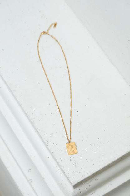Checkered Pendant Necklace - WEBSITE EXCLUSIVE