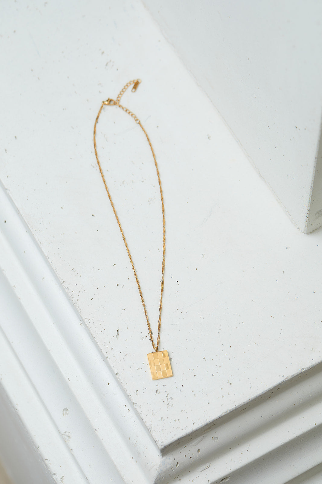 Checkered Pendant Necklace - WEBSITE EXCLUSIVE
