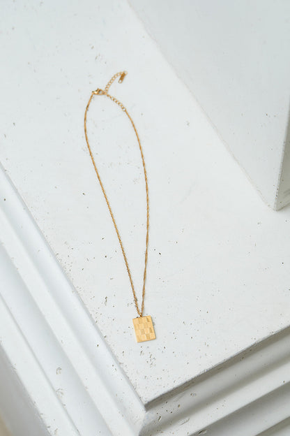 Checkered Pendant Necklace - WEBSITE EXCLUSIVE