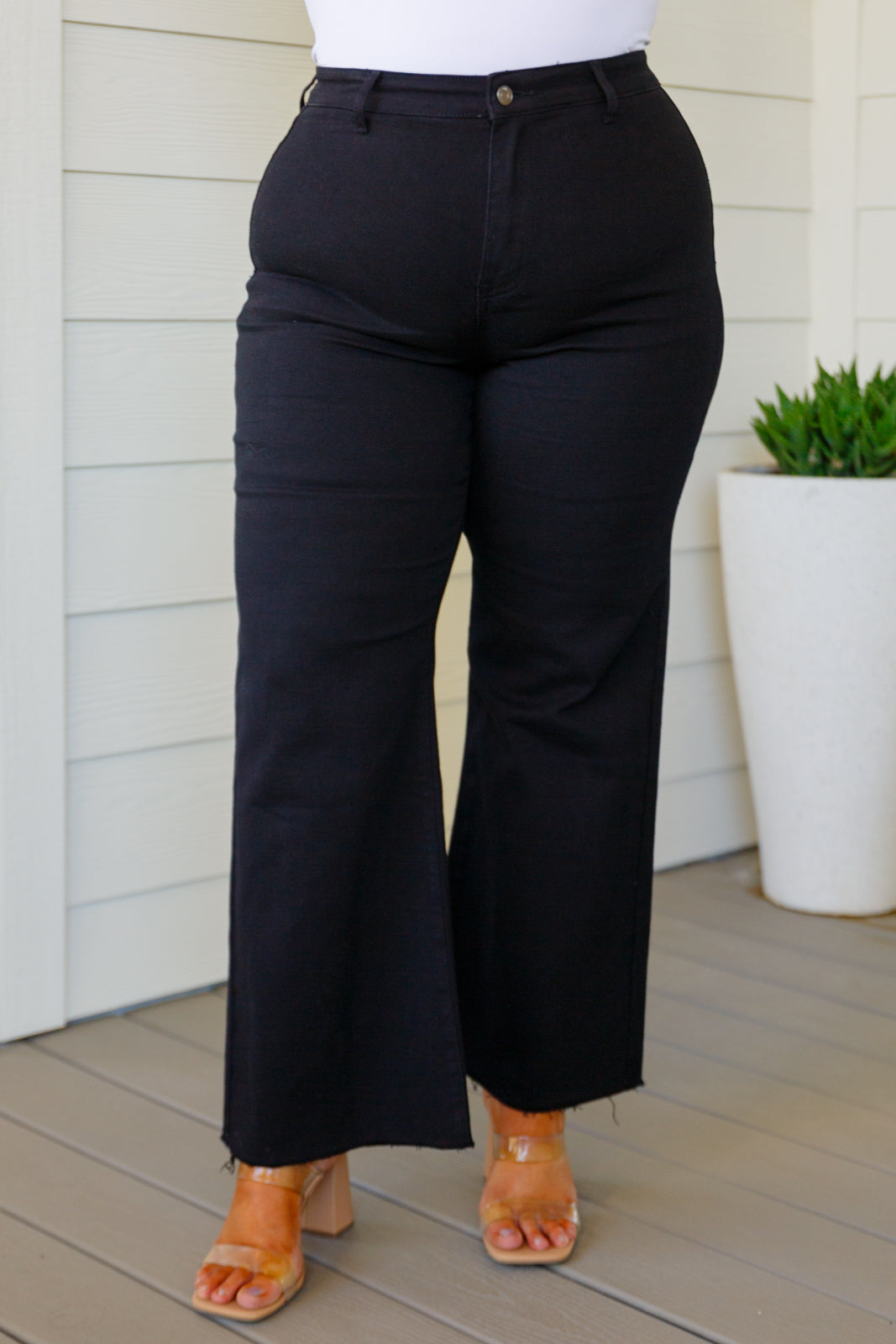 August High Rise Wide Leg Crop Jeans in Black - WEBSITE EXCLUSIVE