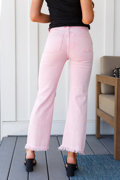 Babs Distressed Straight Jeans in Pink - WEBSITE EXCLUSIVE