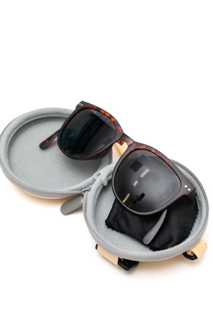 Collapsible Girlfriend Sunnies &amp; Case in Tortoise Shell - WEBSITE EXCLUSIVE