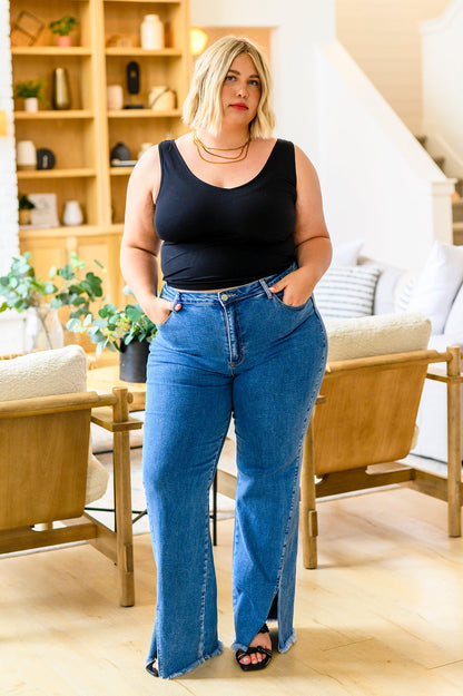 Caitlin High Rise Split Hem Straight Jeans BY RISEN  - WEBSITE EXCLUSIVE