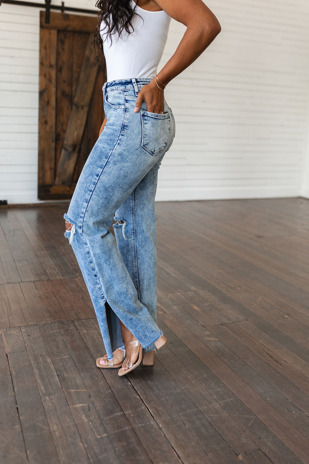 Carter High Rise Slit Hem Straight Jeans - WEBSITE EXCLUSIVE