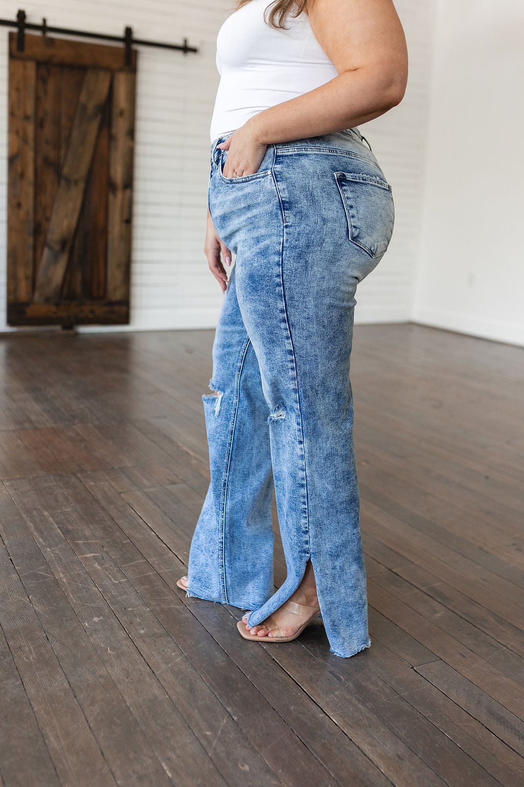 Carter High Rise Slit Hem Straight Jeans - WEBSITE EXCLUSIVE