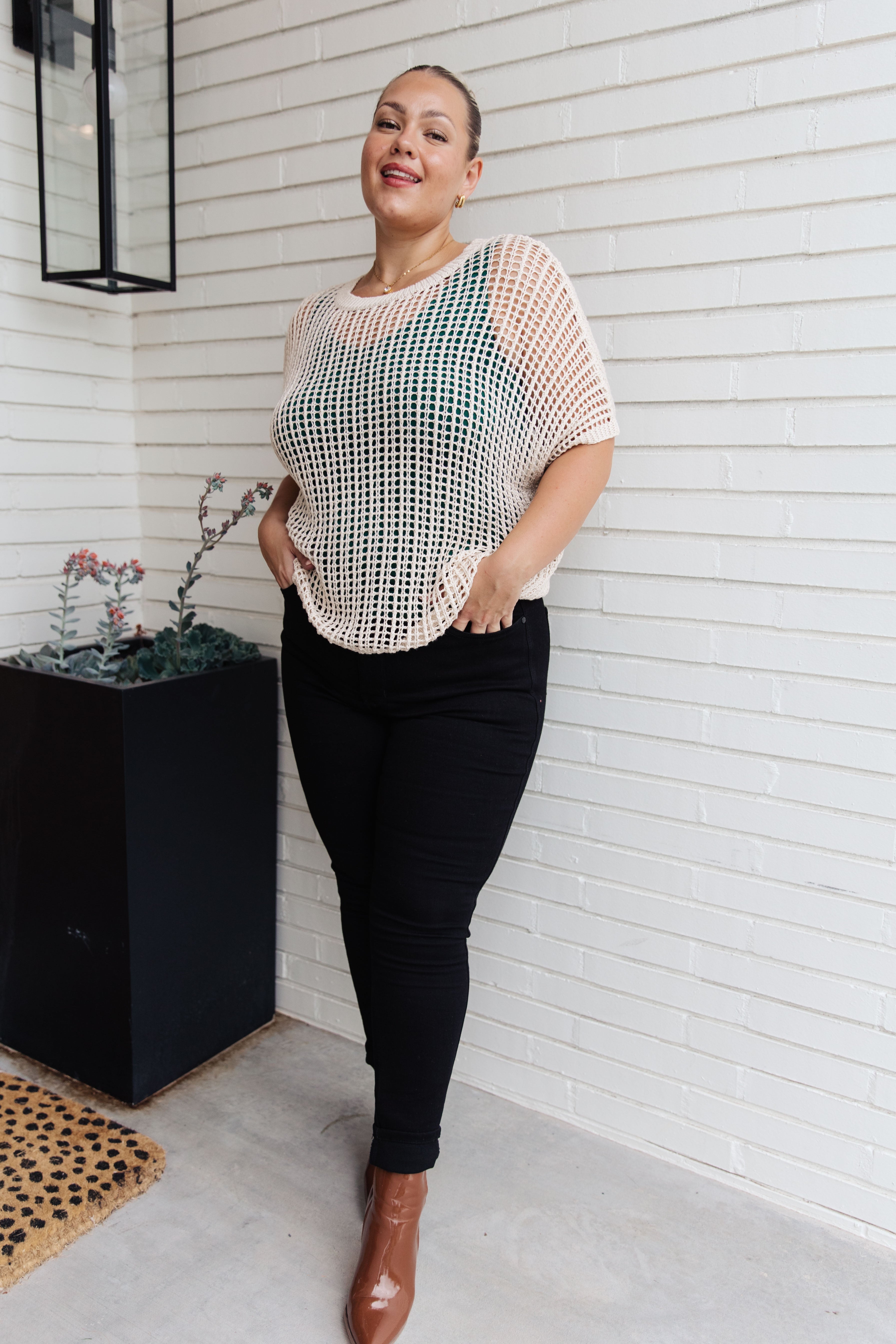 Coastal Dreams Fishnet Top in Cream - WEBSITE EXCLUSIVE