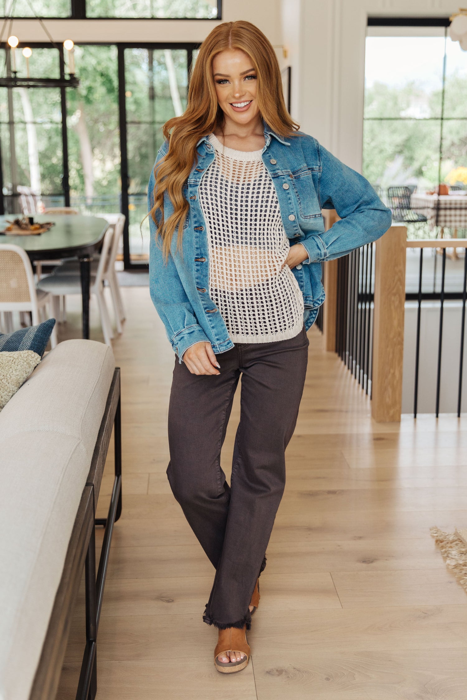 Coastal Dreams Fishnet Top in Cream - WEBSITE EXCLUSIVE