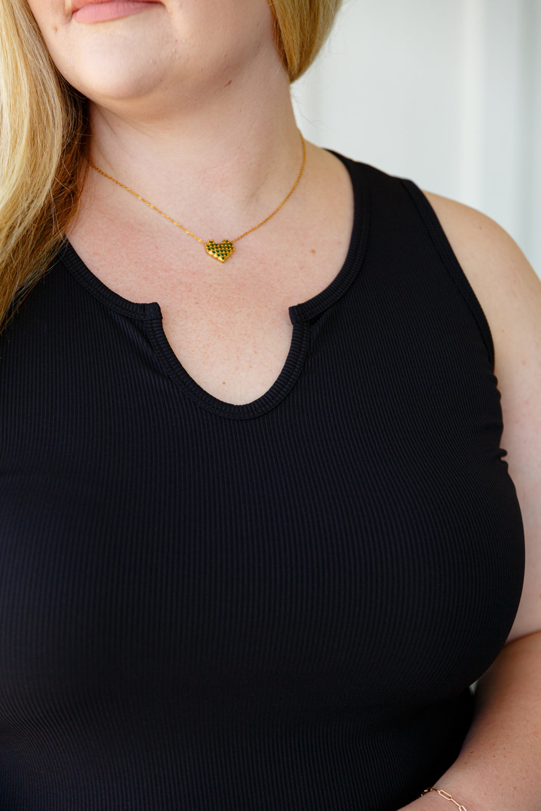 Daily Essential Notched Ribbed Tank in Black - WEBSITE EXCLUSIVE