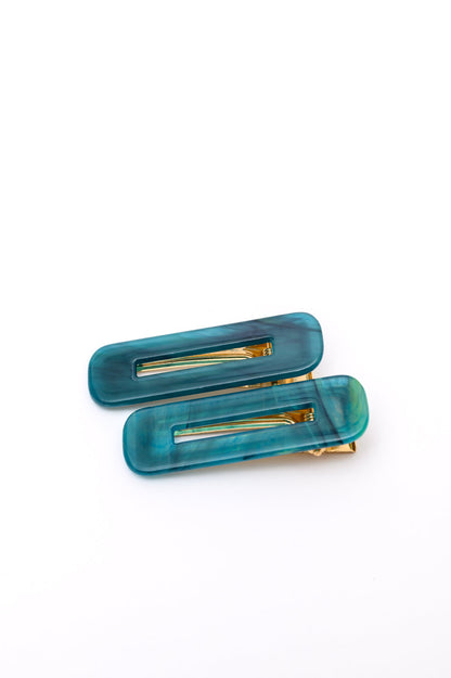 Double Trouble 2 Pack Hair Clip in Sea Blue - WEBSITE EXCLUSIVE