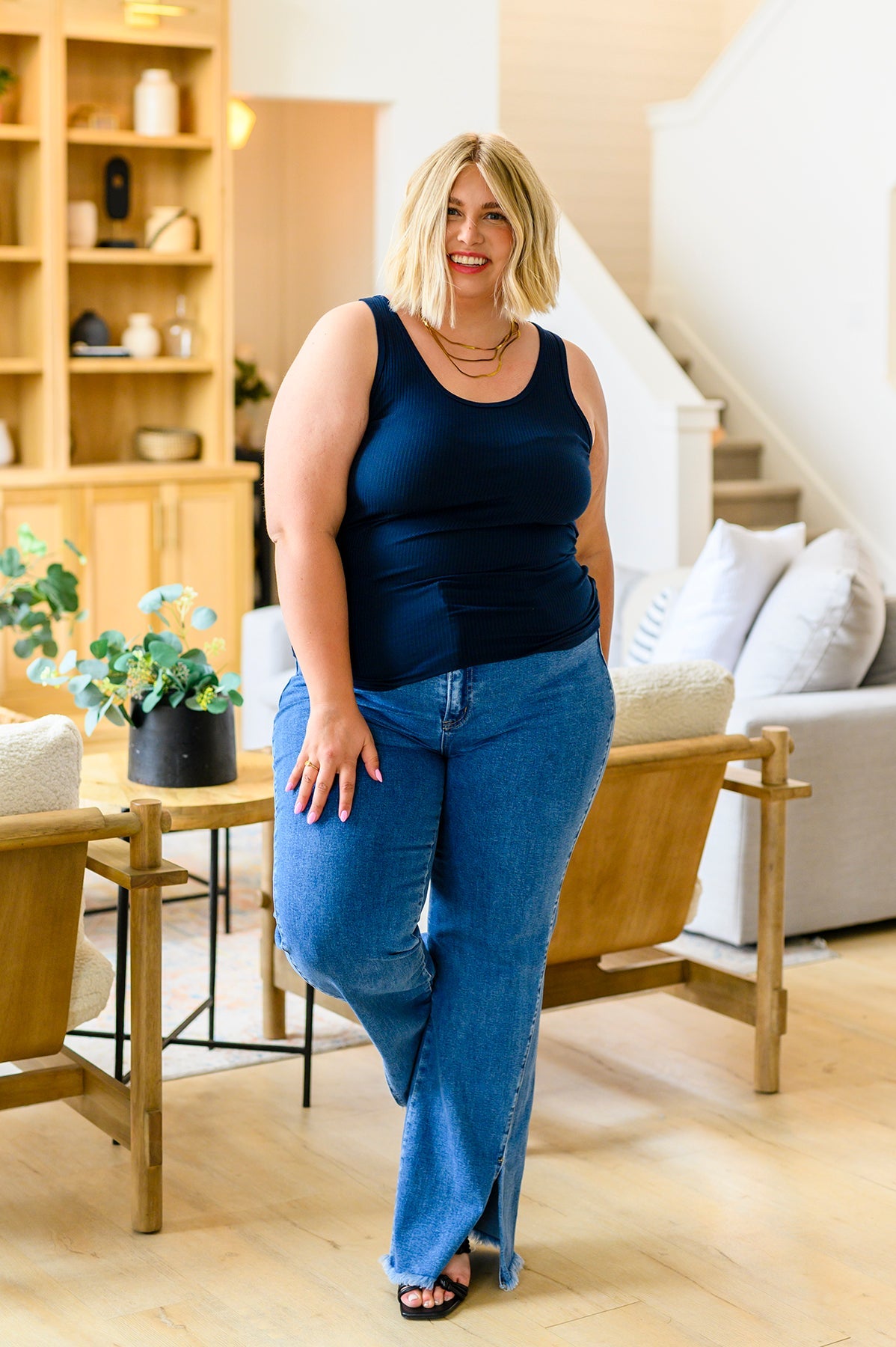 Caitlin High Rise Split Hem Straight Jeans BY RISEN  - WEBSITE EXCLUSIVE