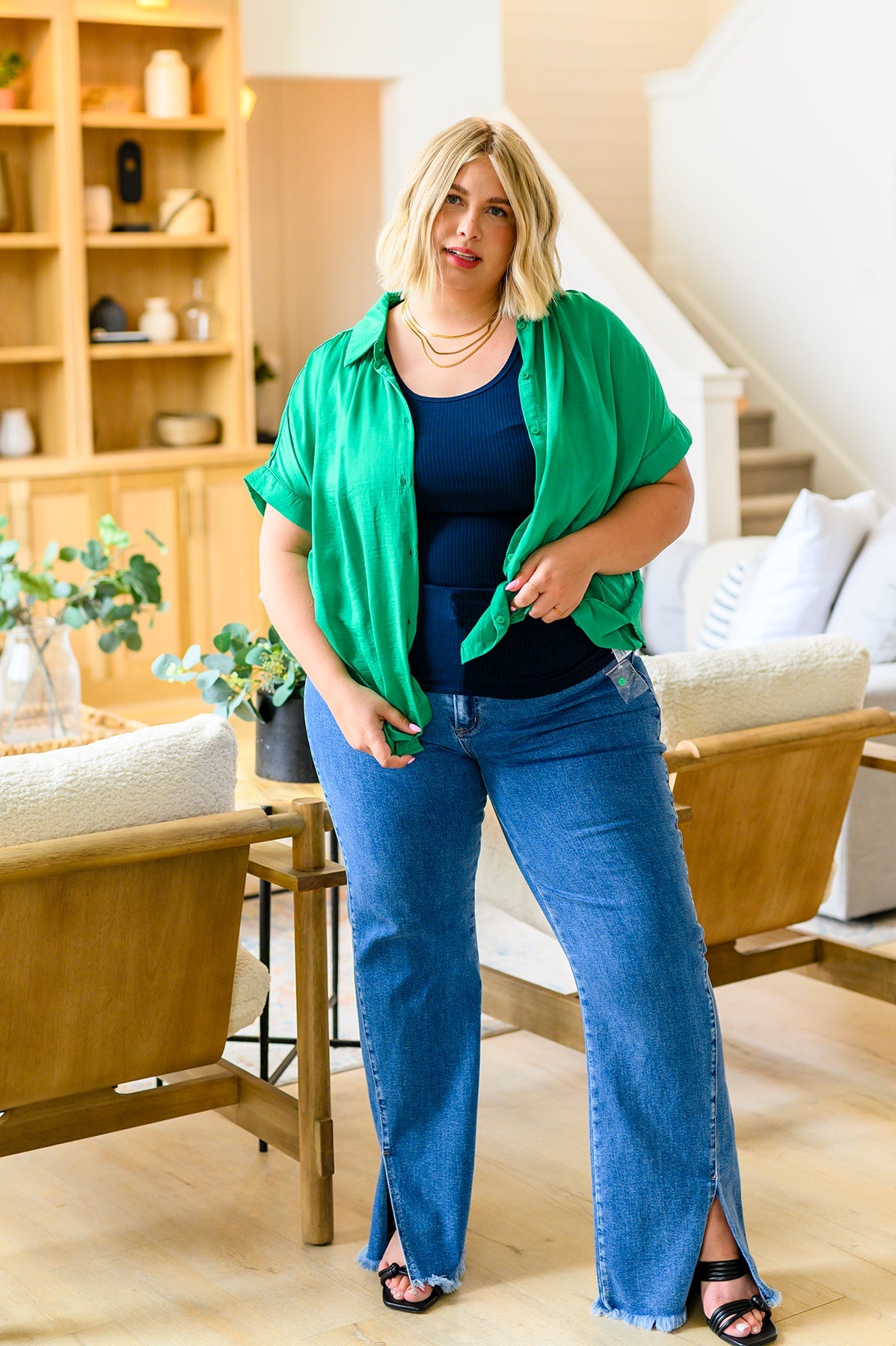 Caitlin High Rise Split Hem Straight Jeans BY RISEN  - WEBSITE EXCLUSIVE