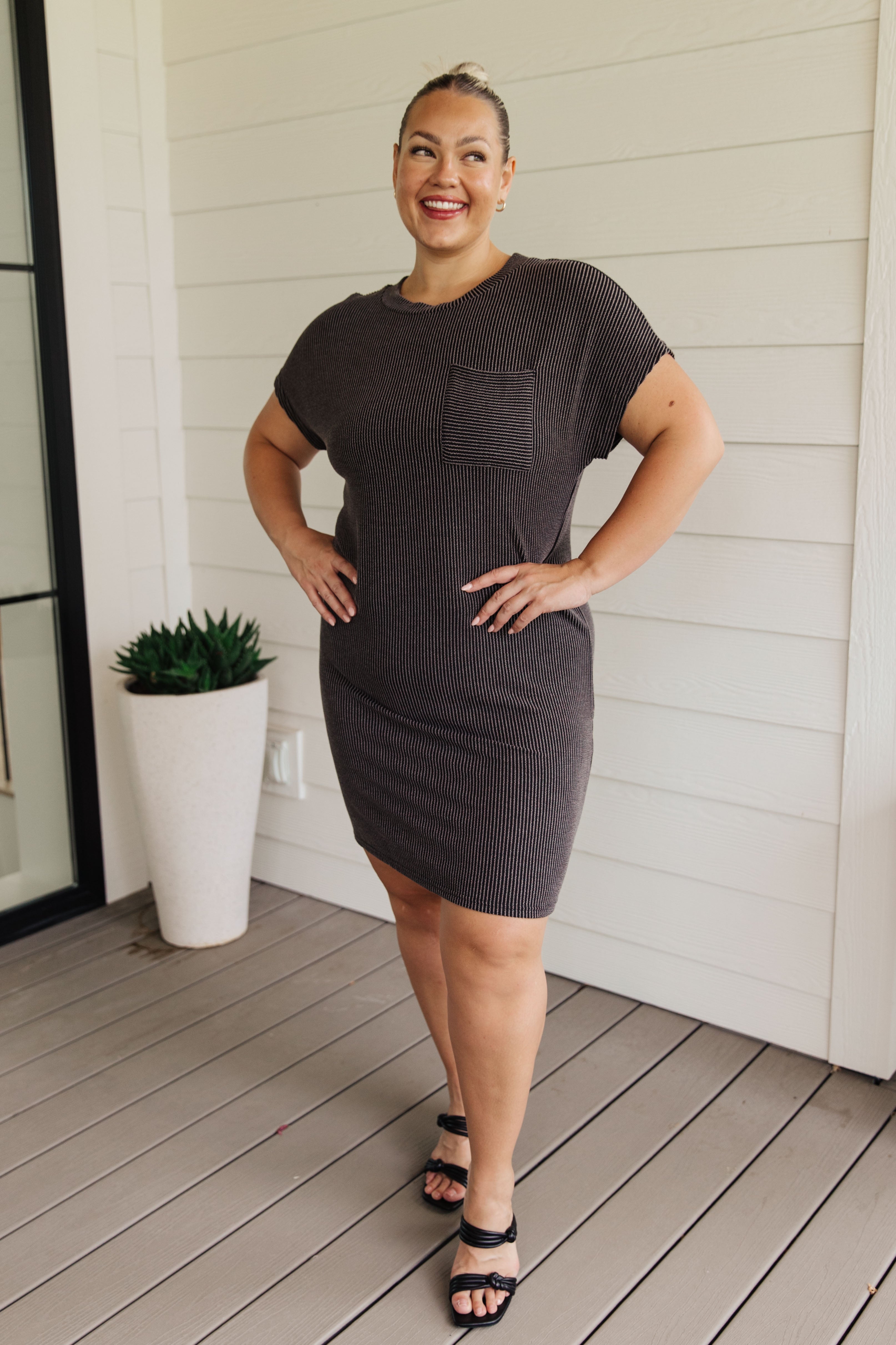Everyday Favorite Ribbed Knit Dress in Black - WEBSITE EXCLUSIVE