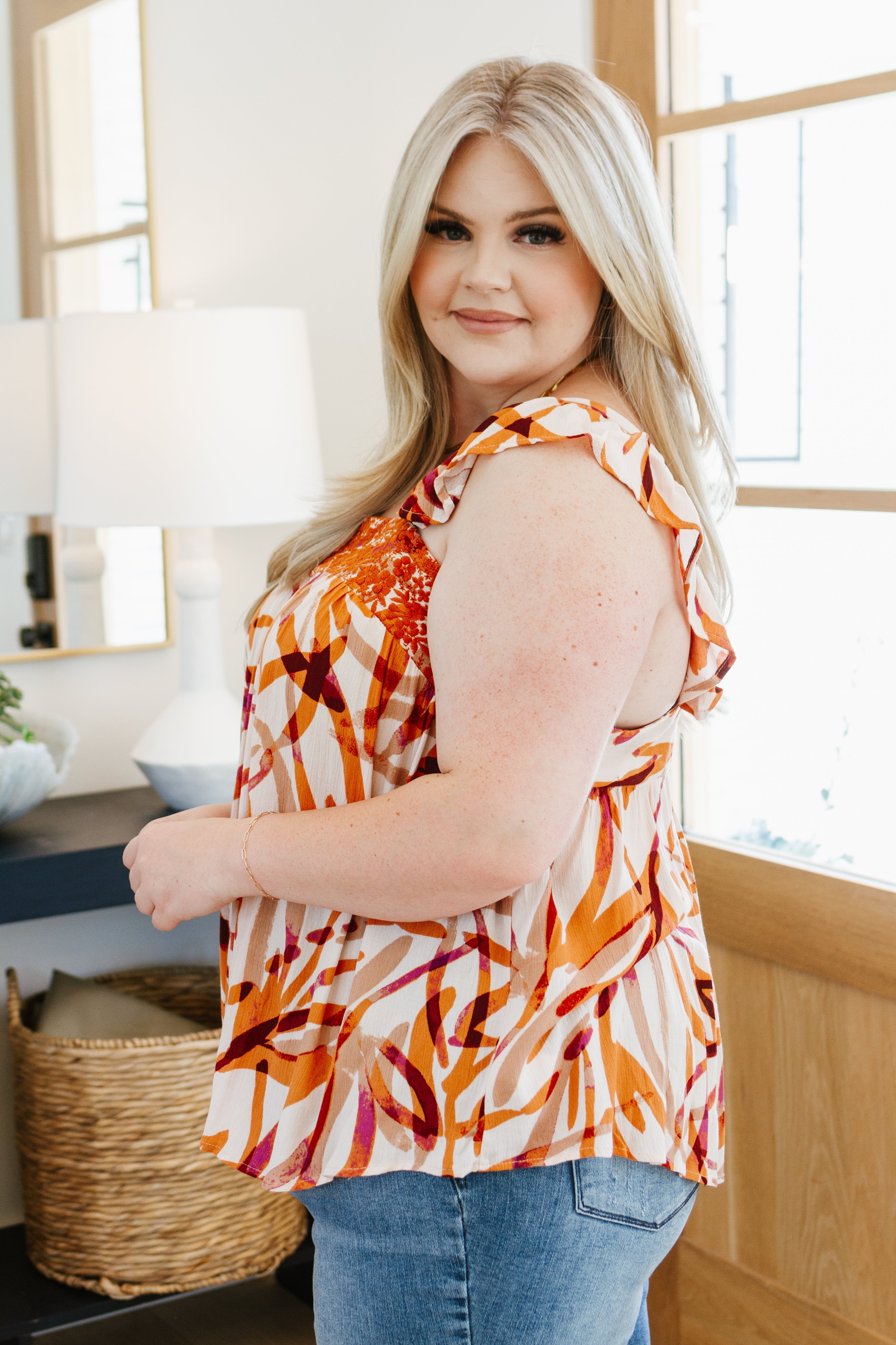Francesca Embroidered Top in Rust - WEBSITE EXCLUSIVE