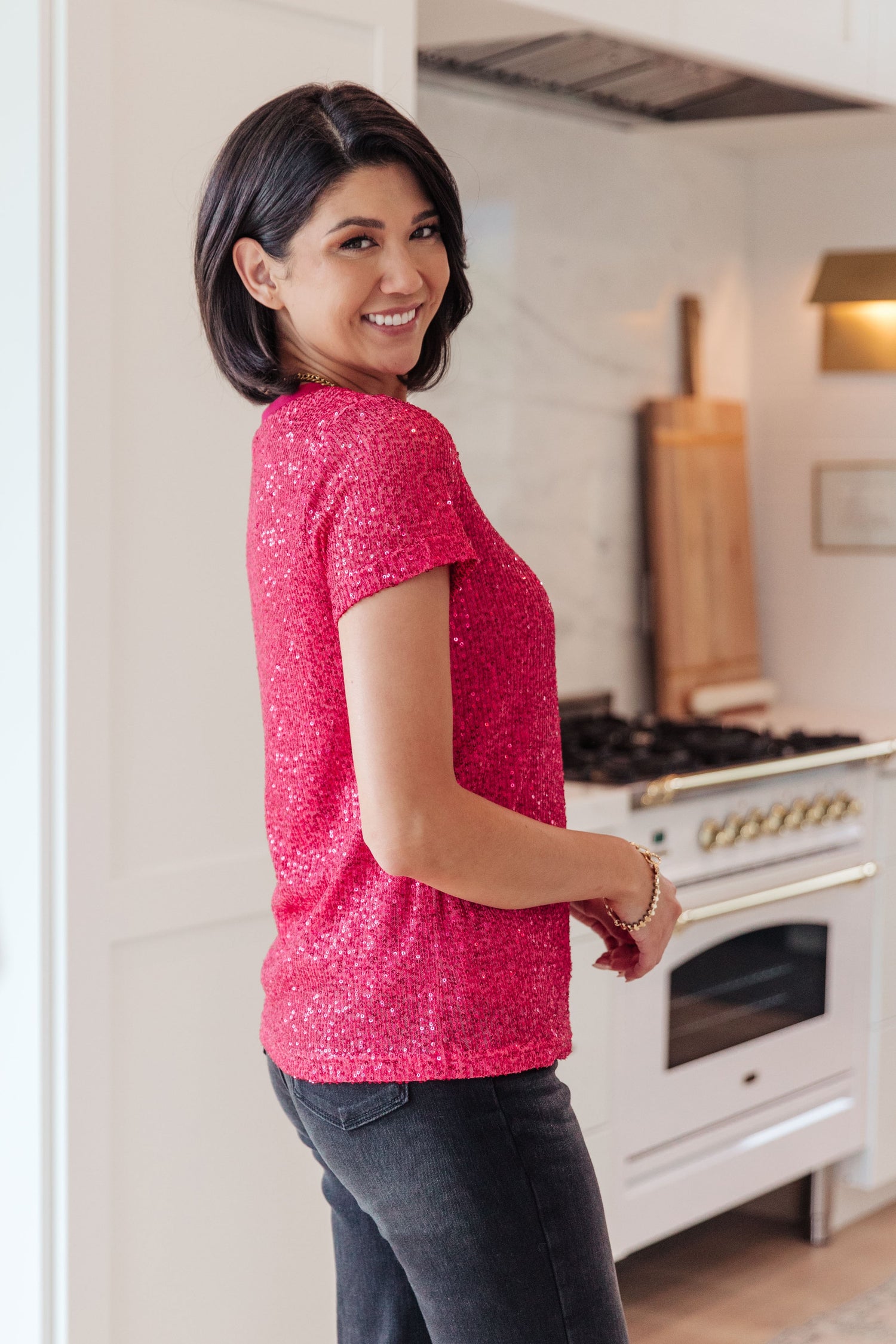 Glimmering Night Sequin Top in Hot Pink - WEBSITE EXCLUSIVE