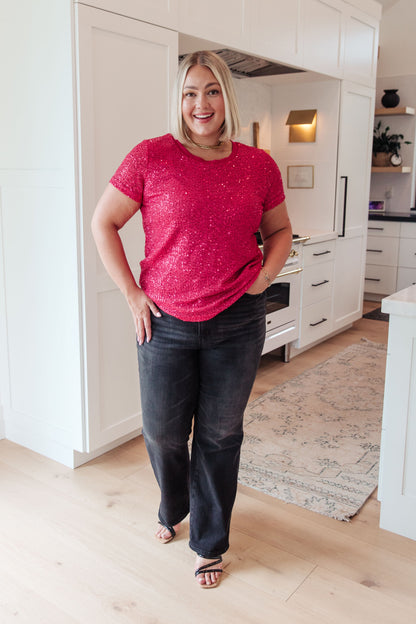 Glimmering Night Sequin Top in Hot Pink - WEBSITE EXCLUSIVE
